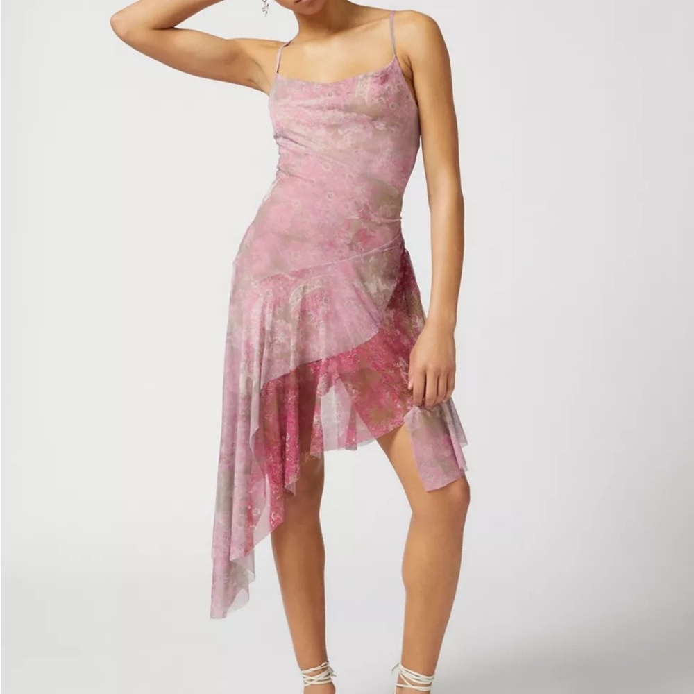 Urban Outfitters Phoebe Mesh Asymmetrical Midi Dress size xs BRAND NEW no tags